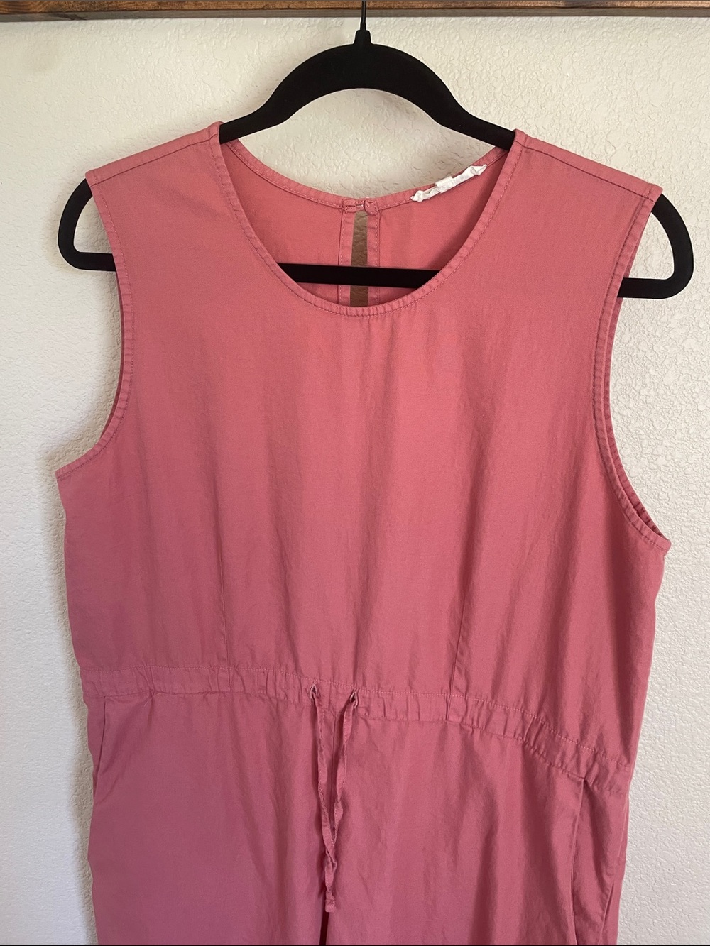 Ali Golden Slit Back Sleeveless Jumpsuit L Drawstring Waist Cotton Rose Beachy - Picture 5 of 13